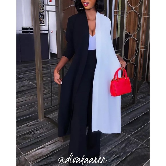 Dresses & Skirts - CARDIGAN Duster, Coat, Sweater Jacket Black/White LAST ONE!